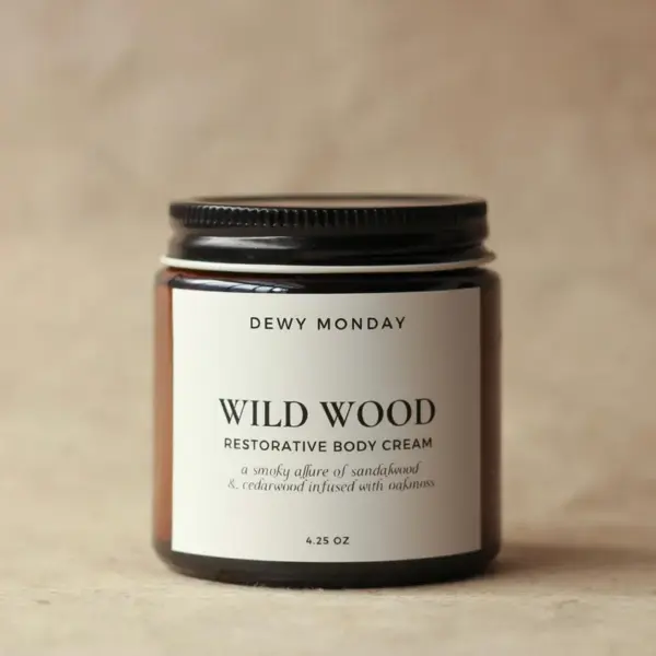 Wild Wood Body Cream | Woodsy Sandalwood Masculine Luxurious Moisturizer for Him | Woody Forest Scented | Essential Oil Infused