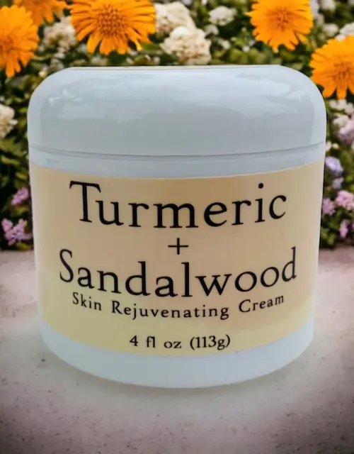Turmeric and Sandalwood 16 ounce Skin Rejuvenating Cream; 100% Natural Ingredients: Handmade in Small Batches; Face and Body Moisturizer