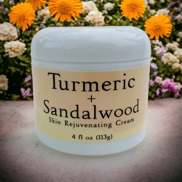 Turmeric and Sandalwood 16 ounce Skin Rejuvenating Cream; 100% Natural Ingredients: Handmade in Small Batches; Face and Body Moisturizer